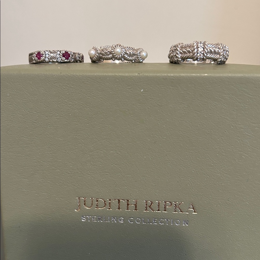 Judith Ripka sterling silver stack rings. Set of 3. Size 8 - Picture 2 of 14